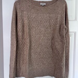 LOFT Women's Beige Crew Neck Sweater